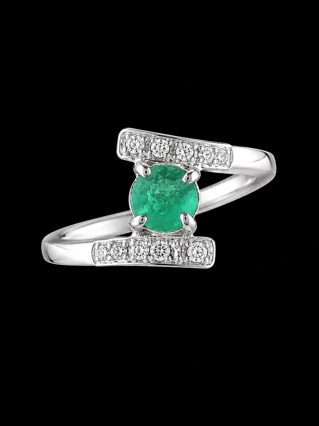 SOLITARIO MAGDALENA ESMERALDA SWAROVSKI 1.69gr / TALLA 5 / PLATA (Joya)