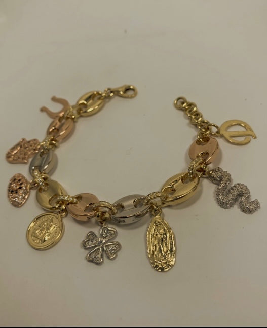PULSO DE LA MANO DIVINA 1 CTS DIAMANTES / TRES OROS 40GR