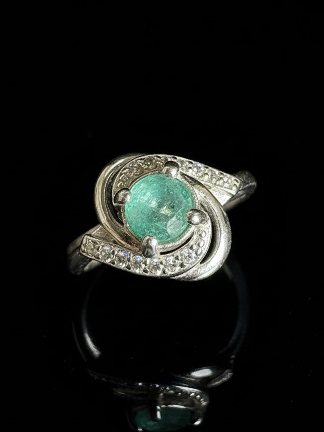 SOLITARIO JASMIN ESMERALDA 1.6gr / TALLA 4 3/4 / Plata (Joya)