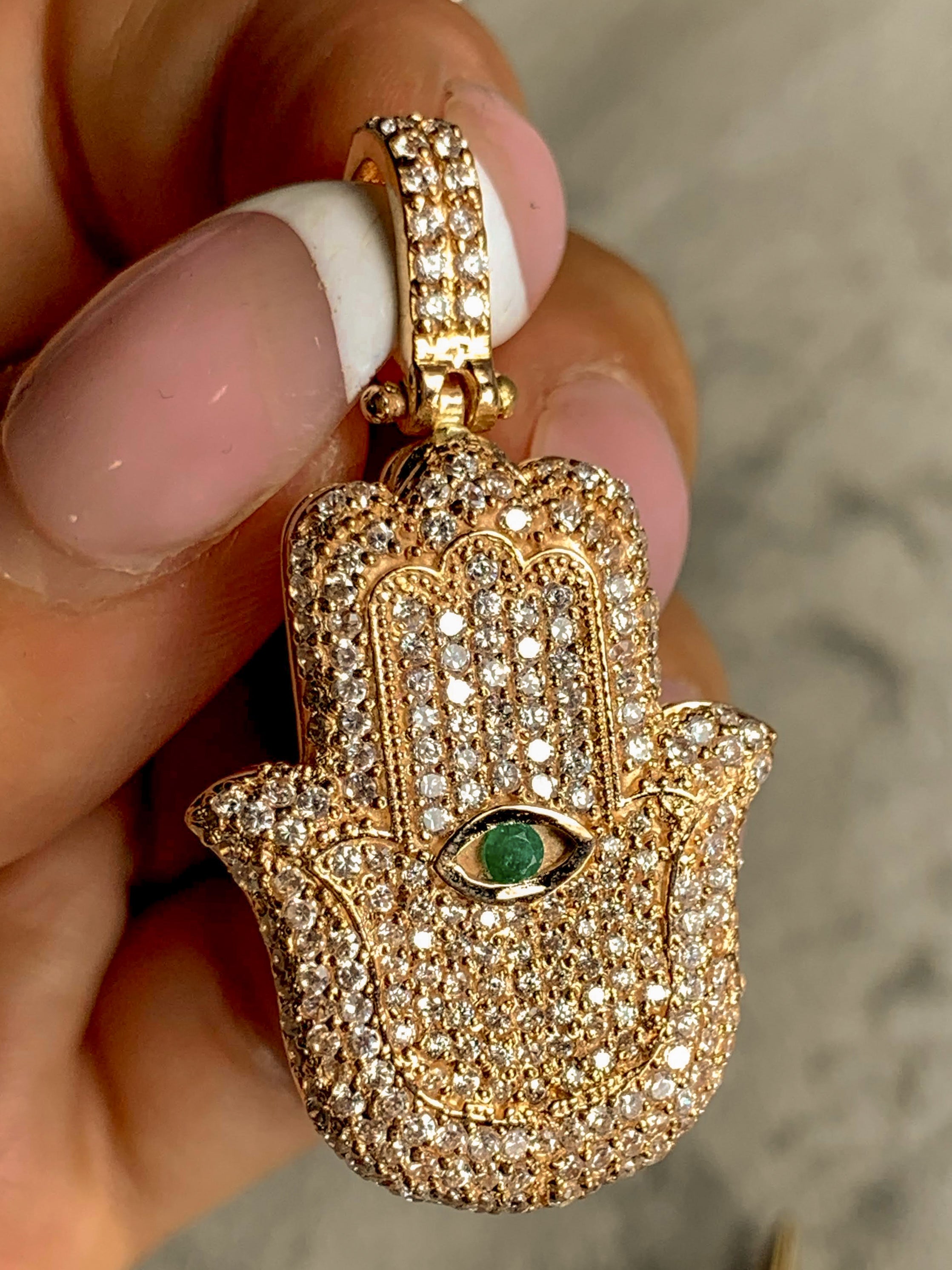 MANO HAMSA 2 CTS DIAMANTES / ORO AMARILLO 12GR