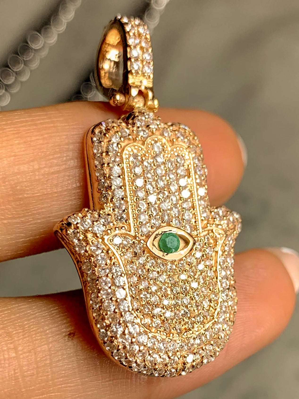 MANO HAMSA 2 CTS DIAMANTES / ORO AMARILLO 12GR