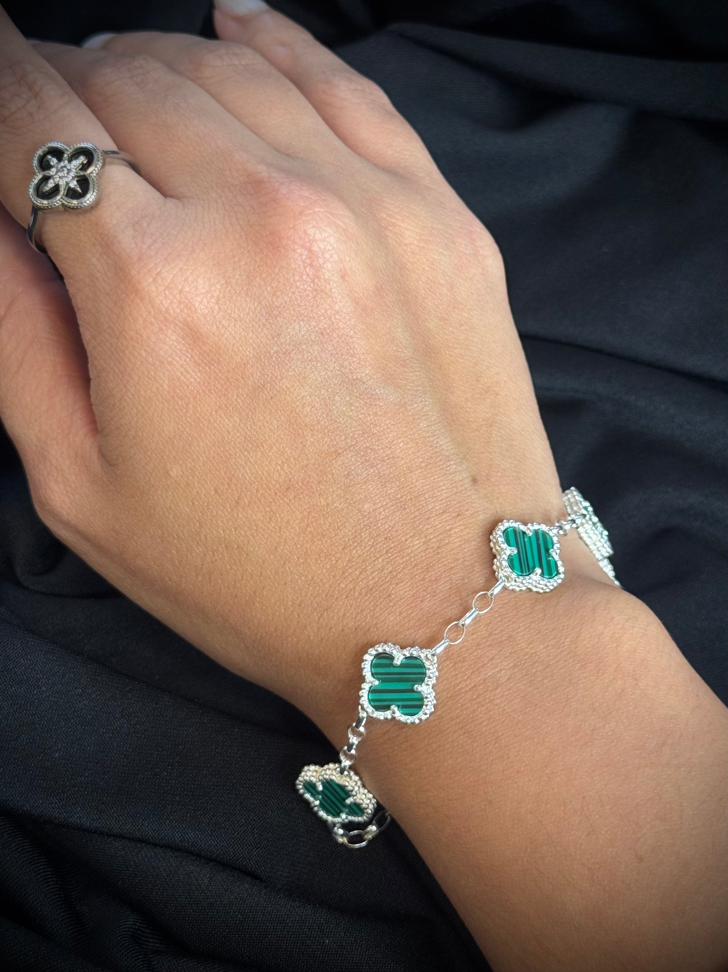 PULSO Trebol verde 7.8gr / 19cm / PLATA Esp. Esp.