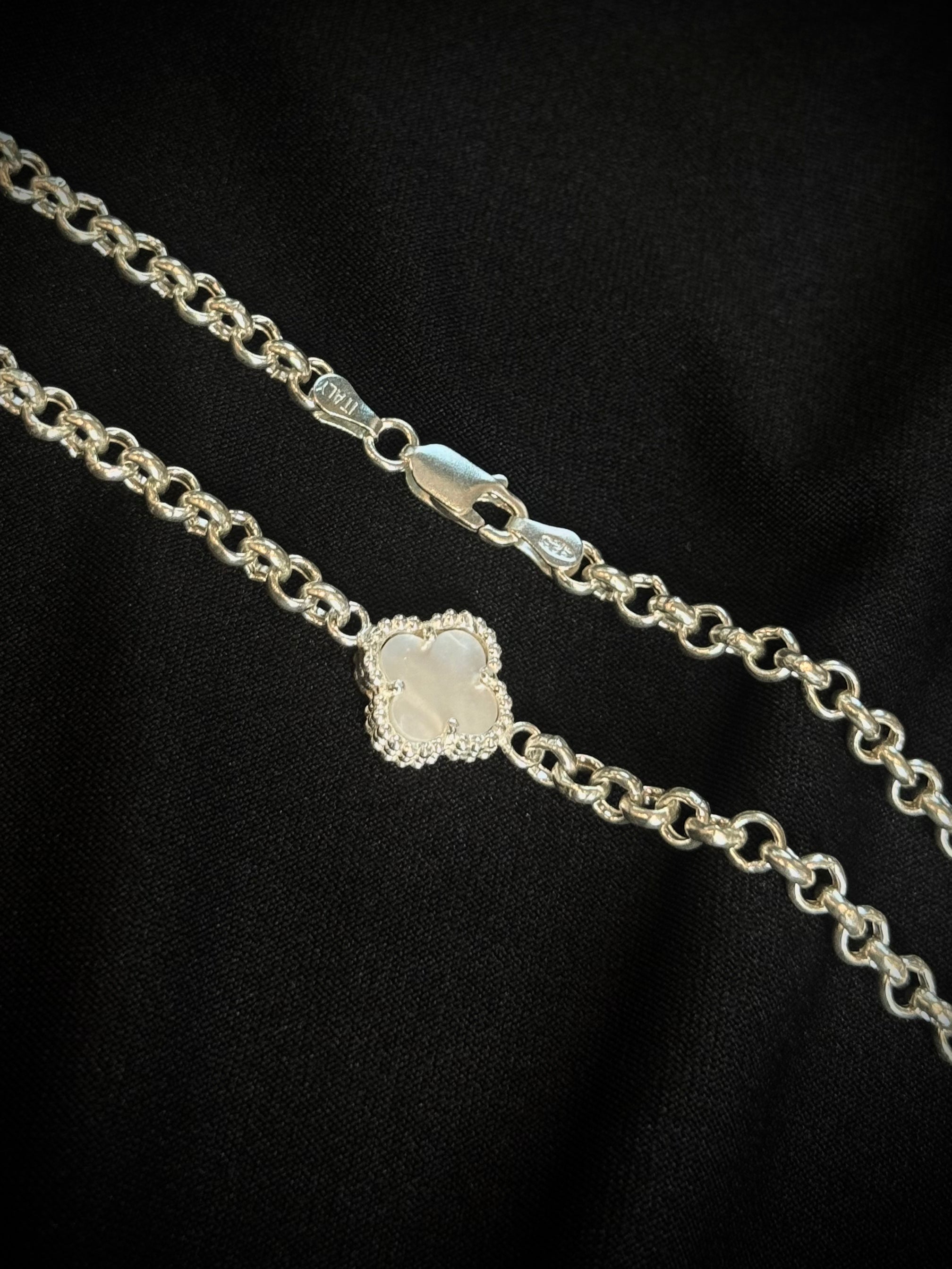 CADENA 5 Trebol blanco 16.99gr / 60cm / PLATA Esp. Esp.