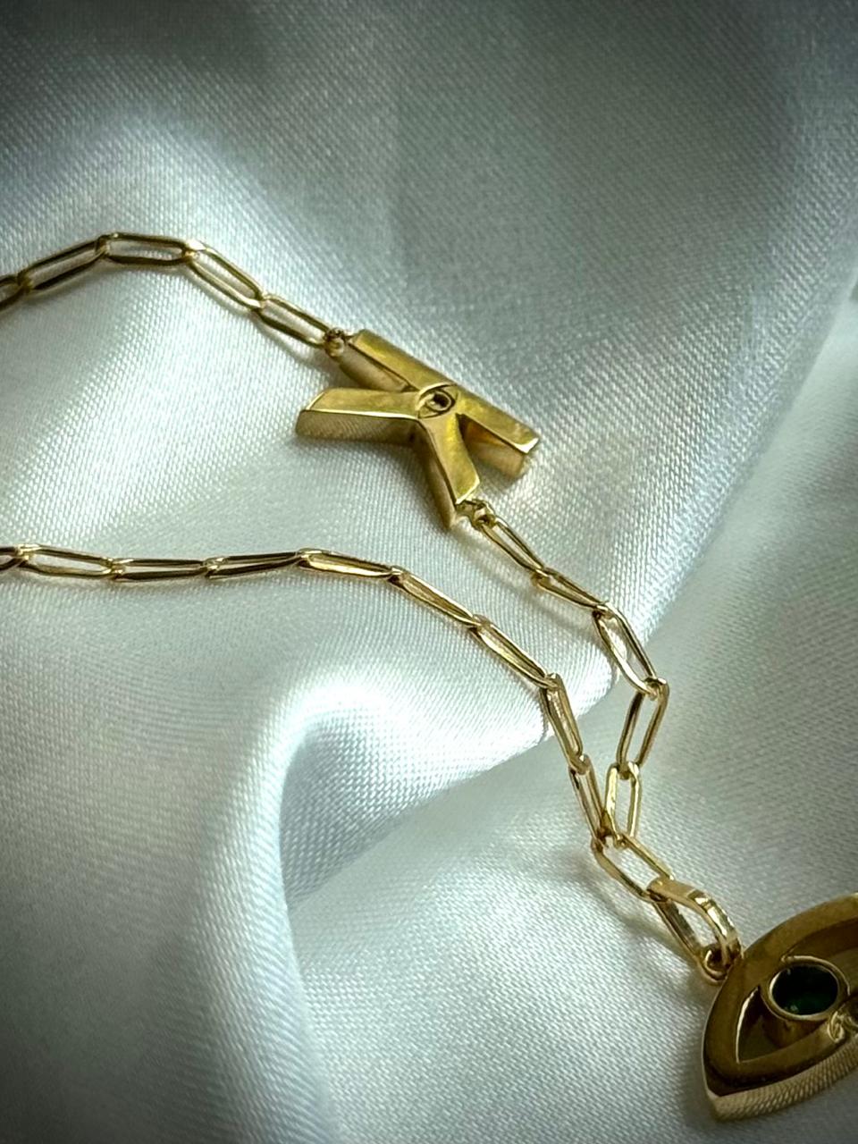 CANDENA SIGNA 0,25 CTS DIAMANTES, 0,14 CTS ESMERALDA / ORO AMARILLO 4,18 GR