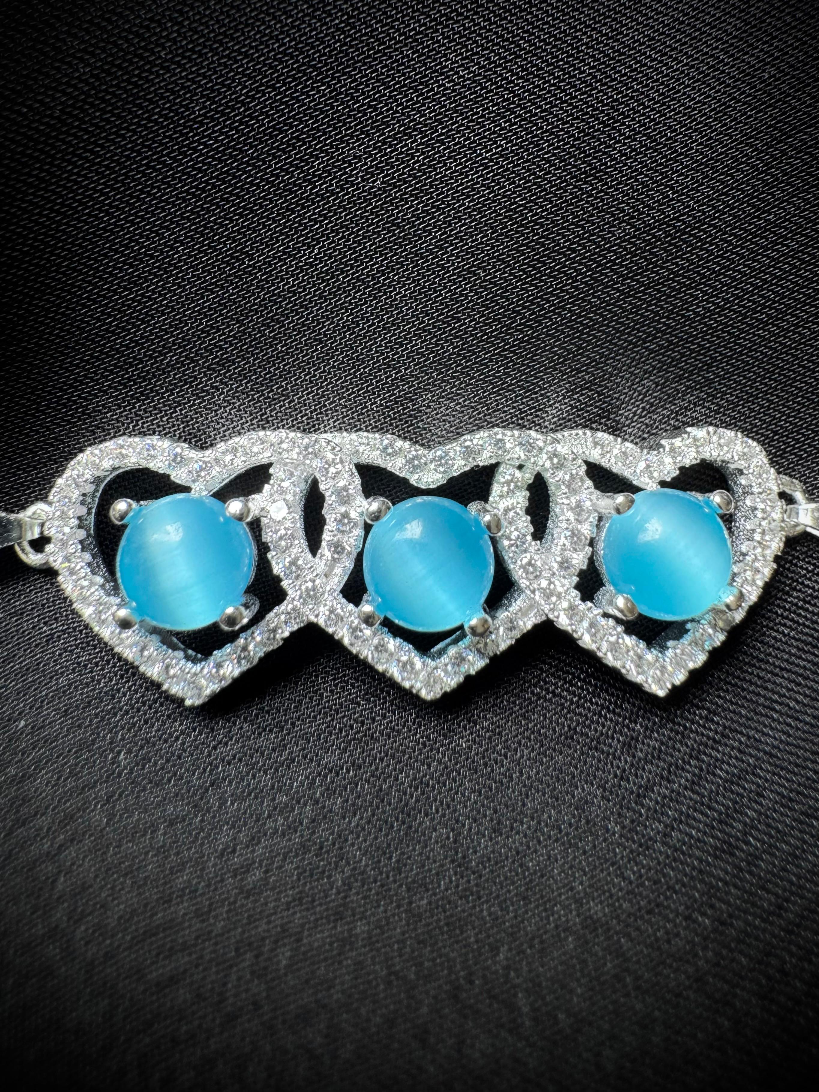PULSO TRÍO CORAZONES BABY BLUE