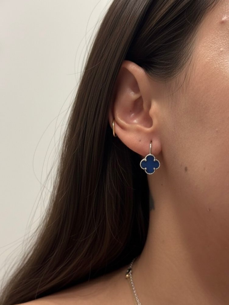 PENDIENTES TREBOL AZUL