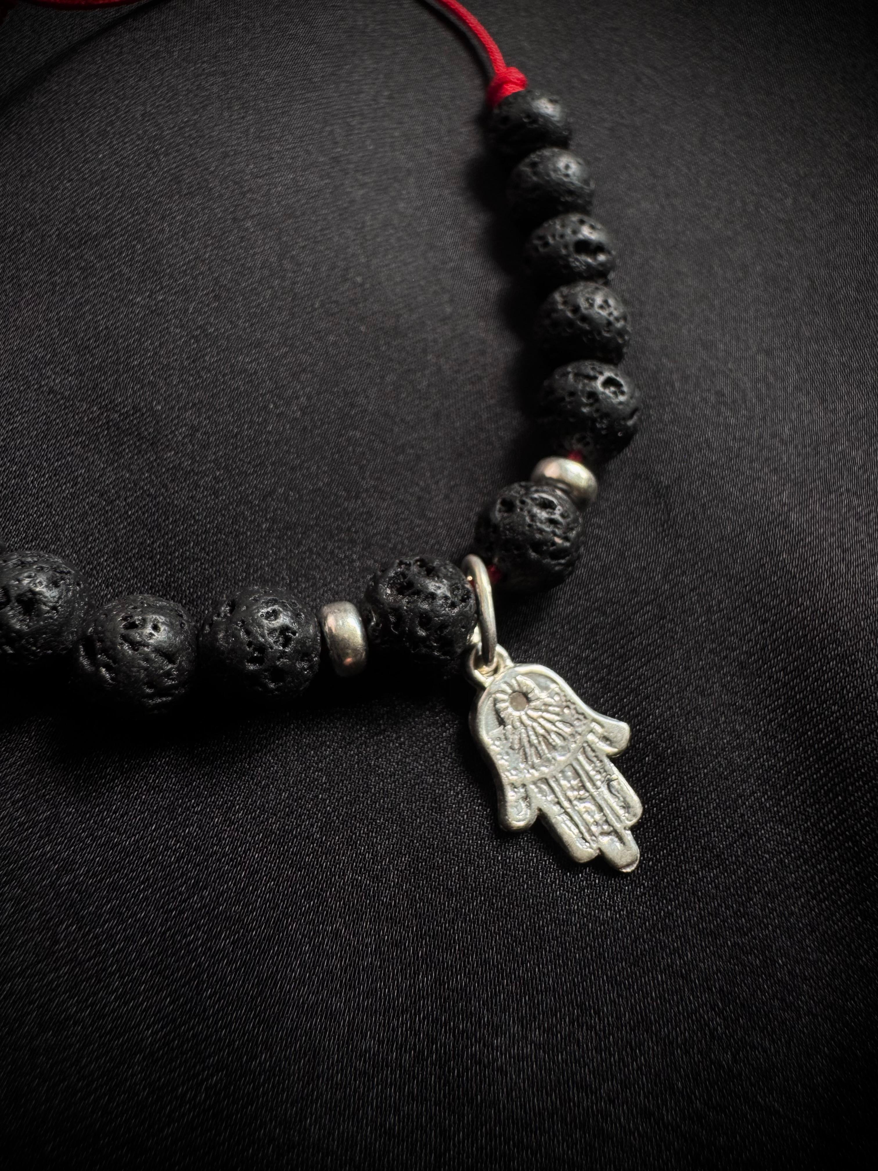 PULSERA MANO HAMSA VOLCANICA