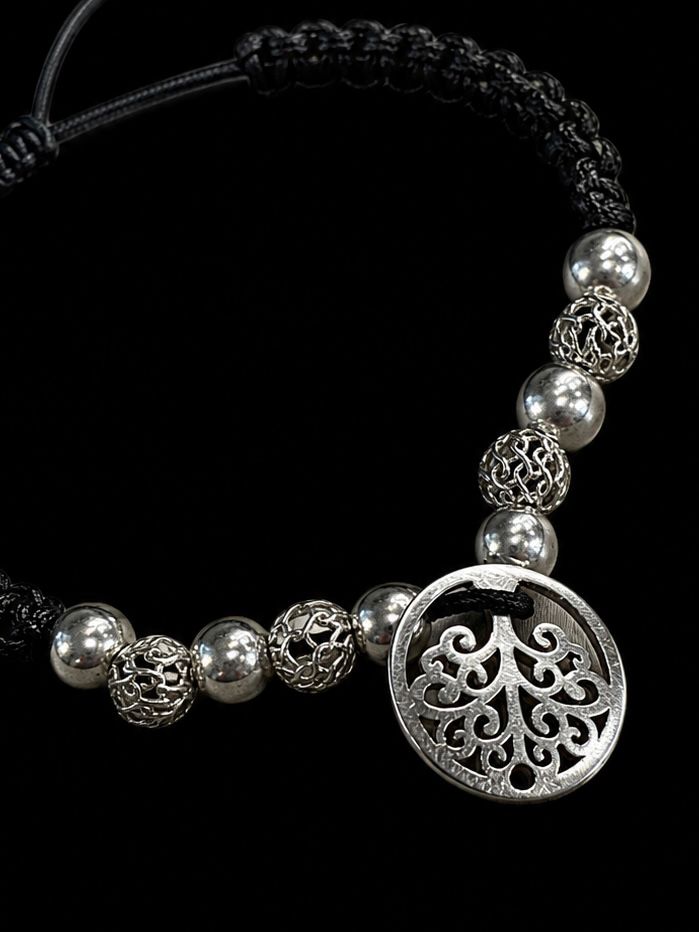 PULSERA HILO NEGRO ARBOL DE LA VIDA 2.23gr / PLATA