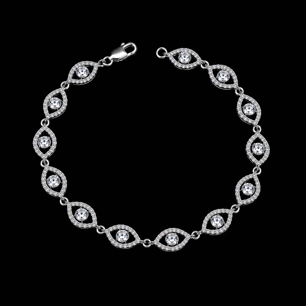 PULSO AJNA SWAROVSKI BLANCO 11.57gr / 19cm / PLATA Esp. Esp.