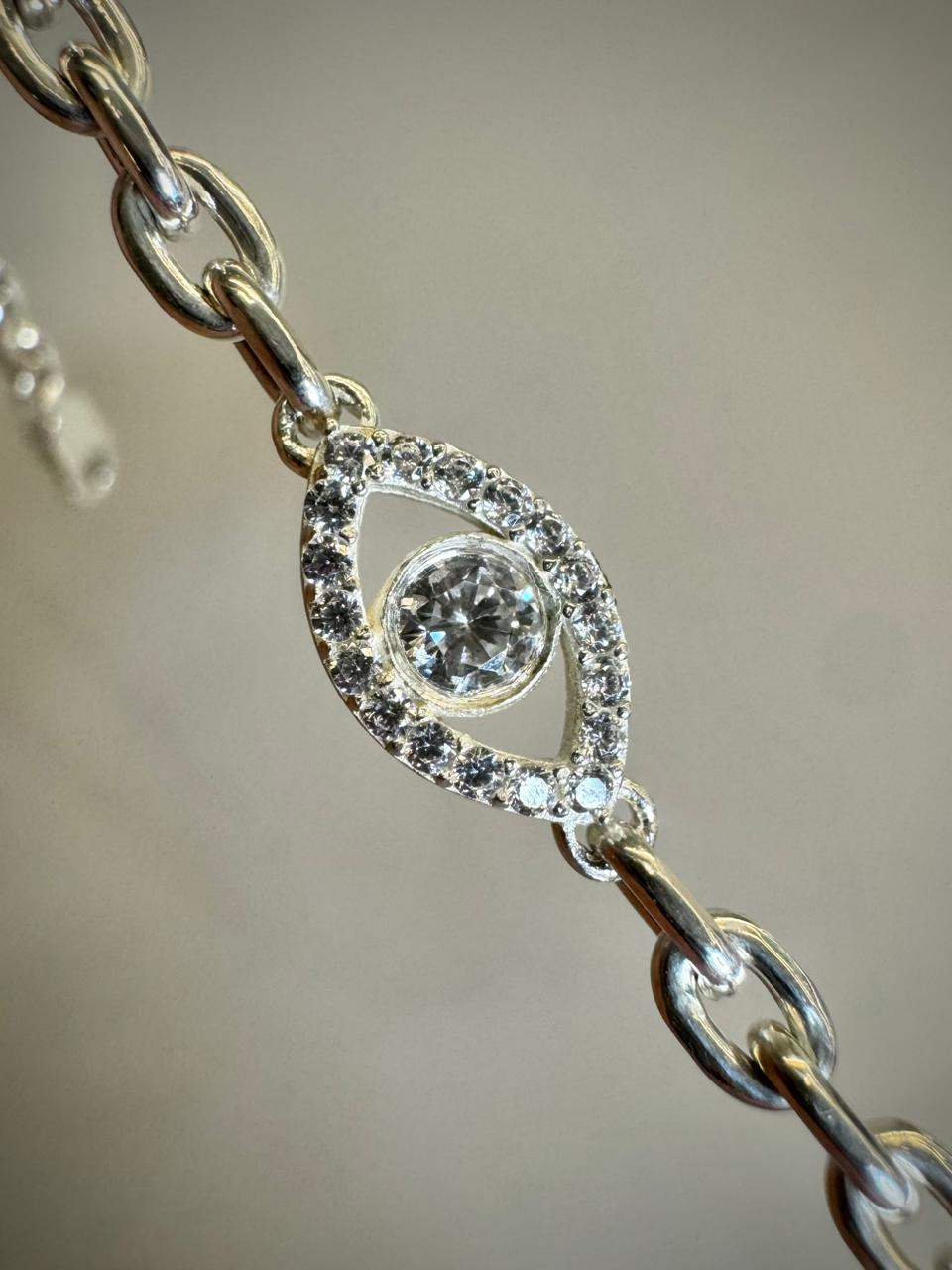 PULSO AJNA SWAROVSKI ROLON 8.31gr / 19cm / PLATA Esp. Esp.