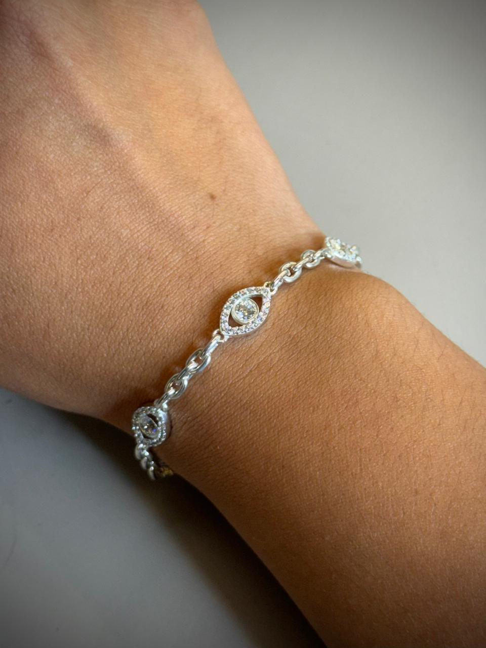 PULSO AJNA SWAROVSKI ROLON 8.31gr / 19cm / PLATA Esp. Esp.