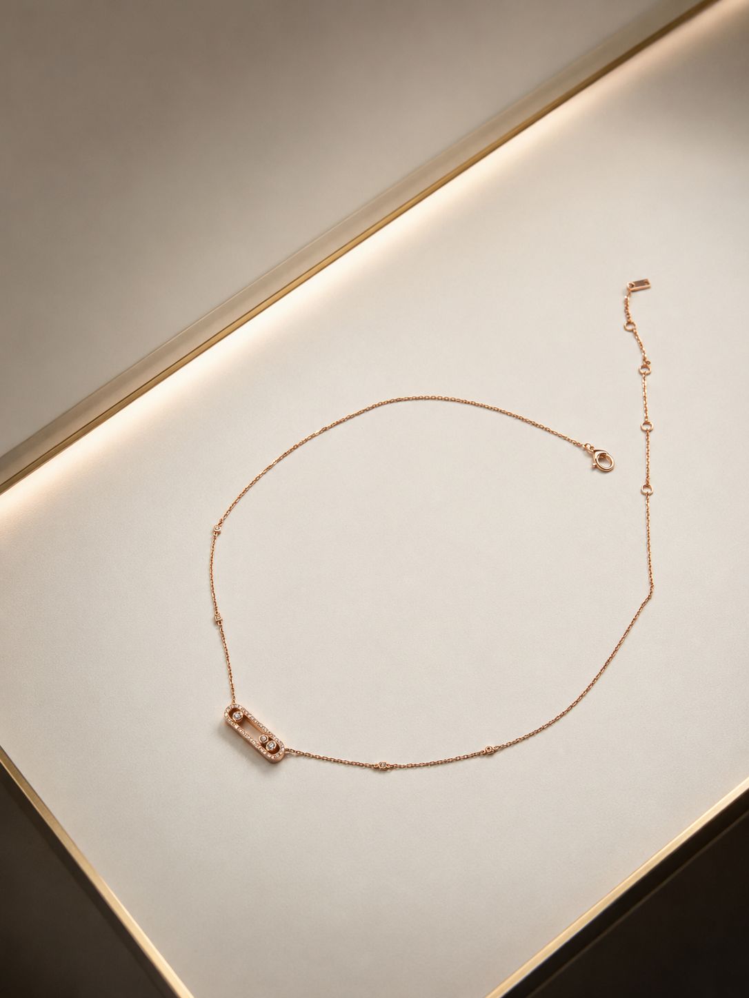 CADENA MSK ORO ROSA 0.25CTS DIAMANTES 3.98gr / 45cm / ORO ROSADO (Joya) *