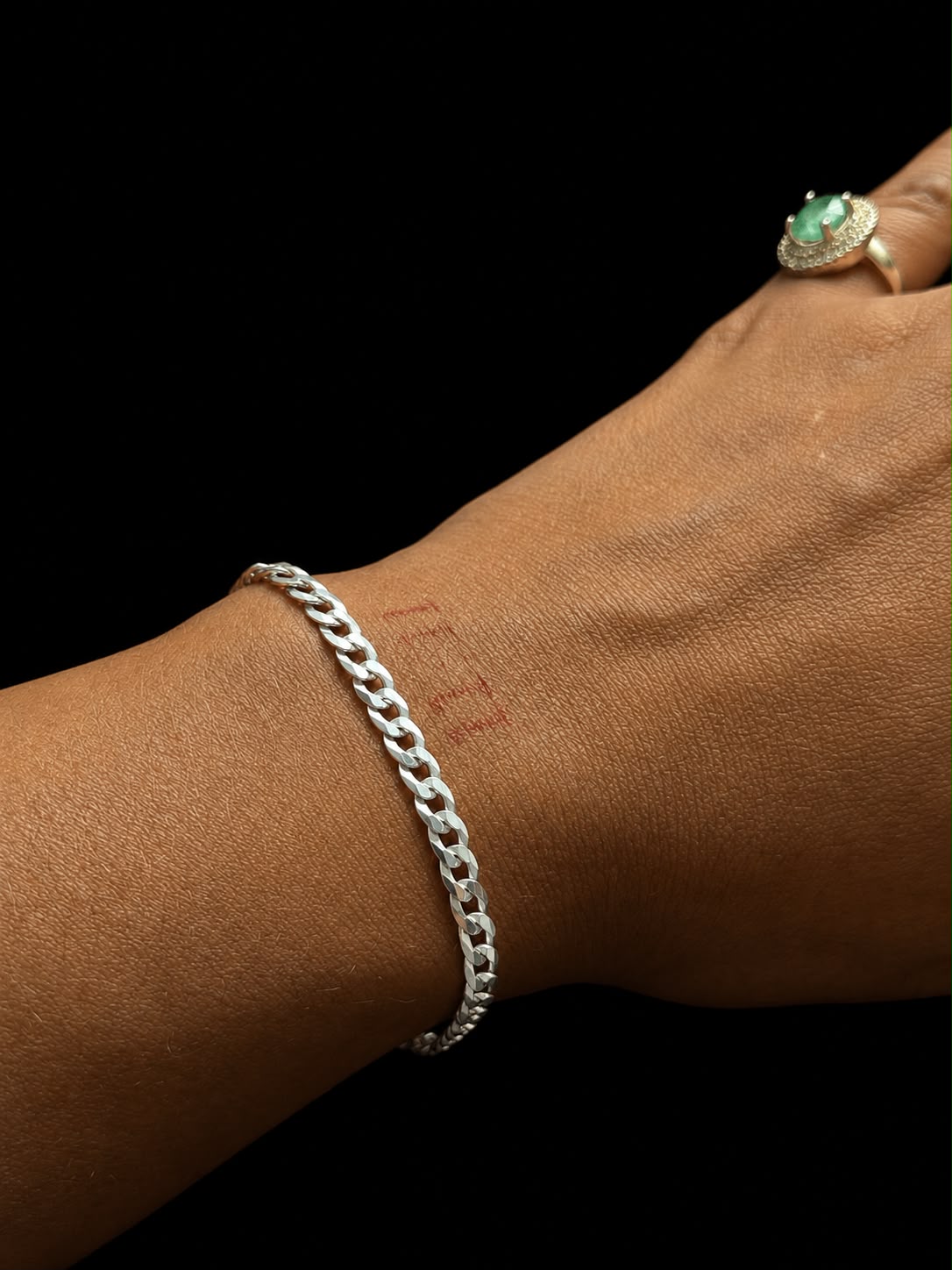 PULSO CUBANO DIAMANTADO 3.88gr / 20cm / PLATA