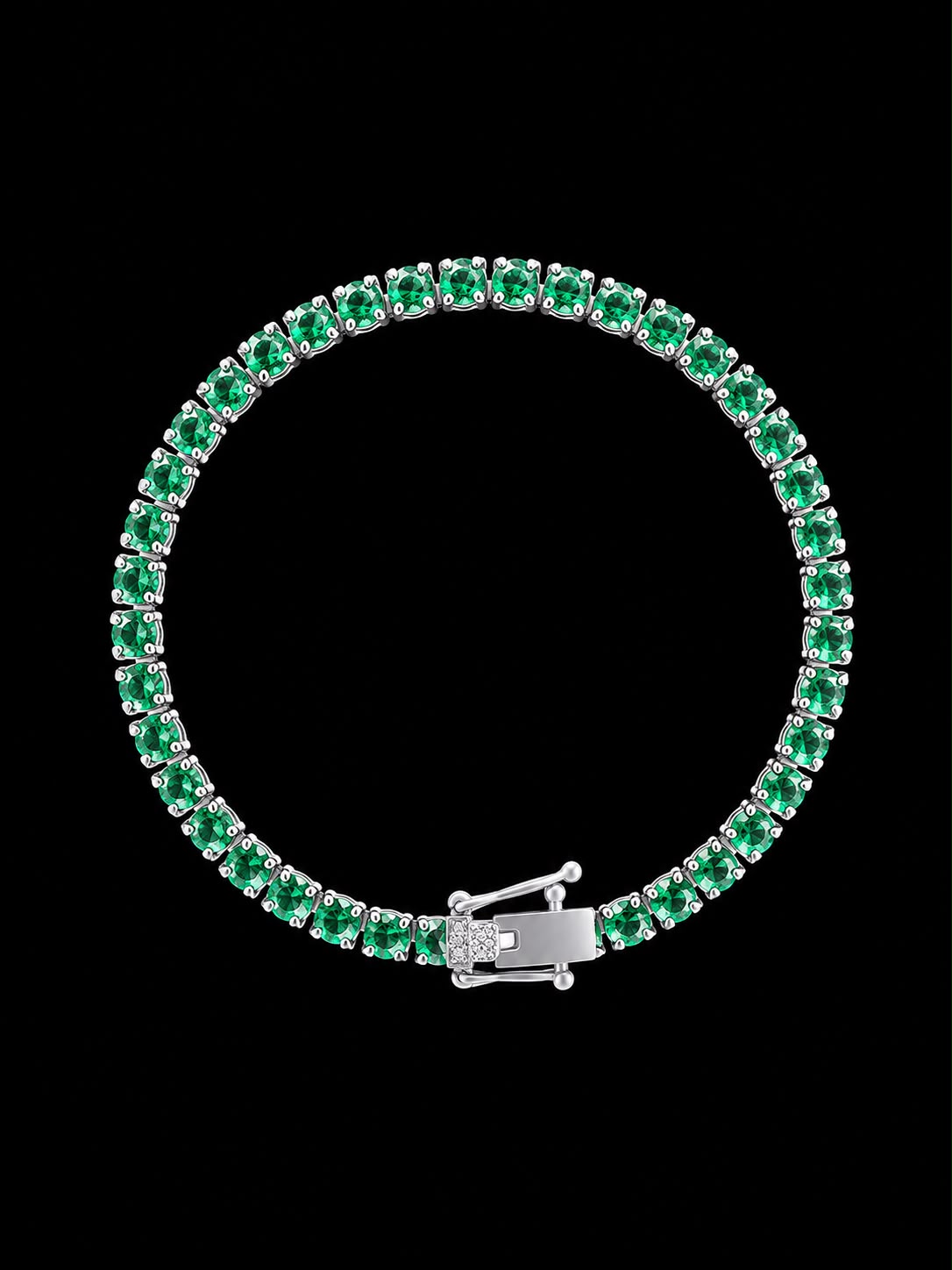PULSO TENNIS CLASICO VERDE 9.56gr / 17cm / PLATA