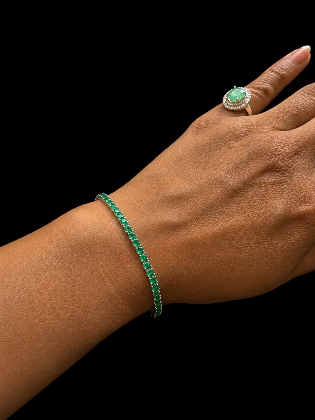 PULSO TENNIS VERDE 5.99gr / 19cm / PLATA