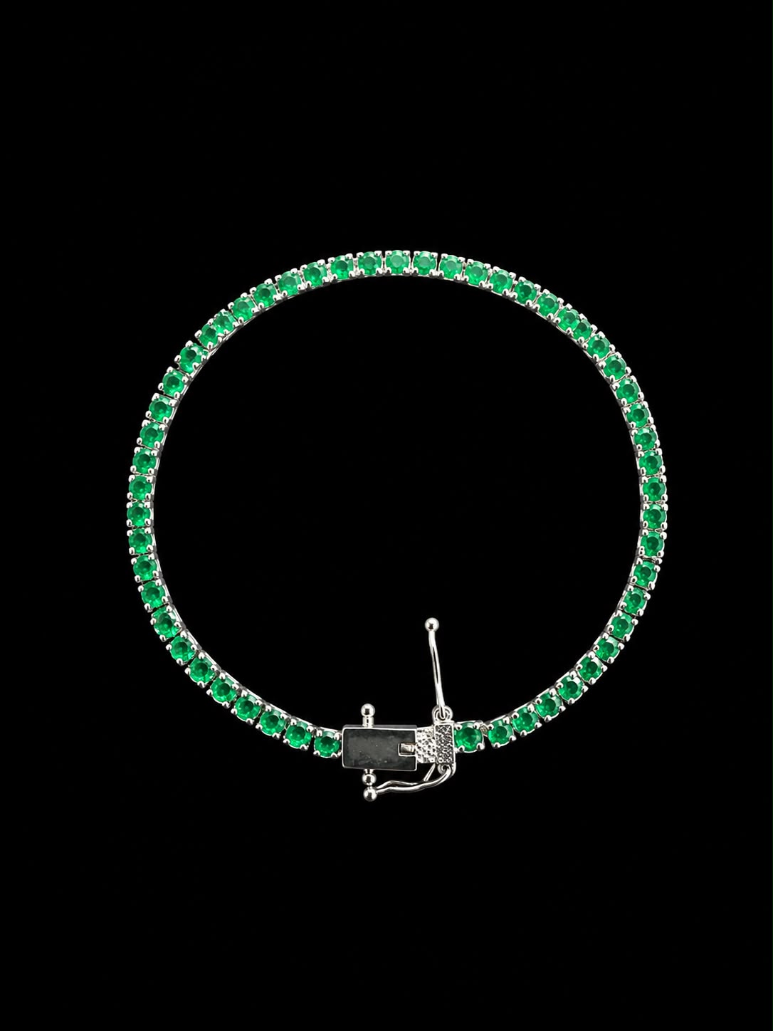 PULSO TENNIS VERDE 5.99gr / 19cm / PLATA