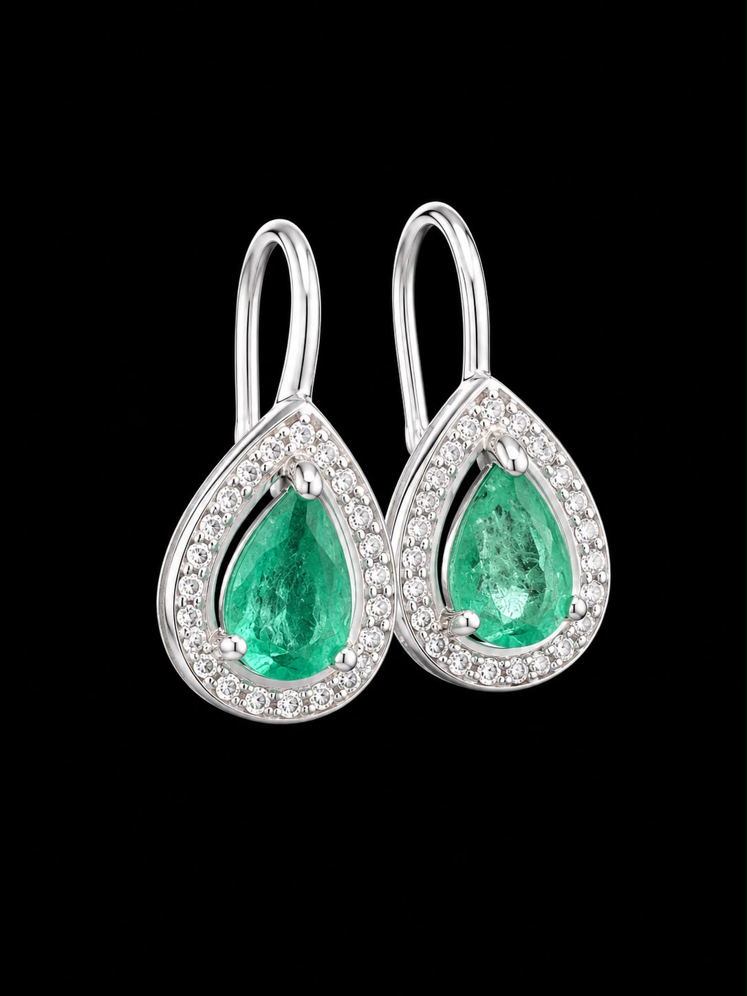 PENDIENTES LAGRIMA ESMERALDA 2.71gr / 1.14cm / PLATA (Joya)