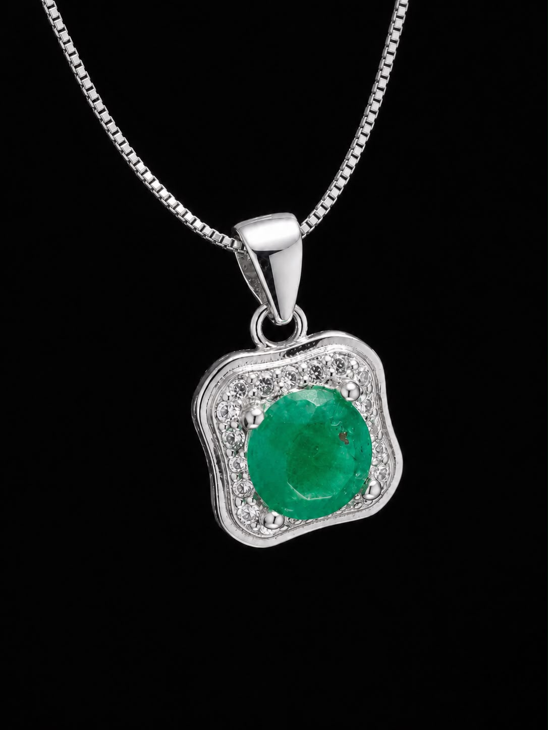 CADENA CUSPIDE ESMERALDA 2.26gr / 40cm / PLATA (Joya)