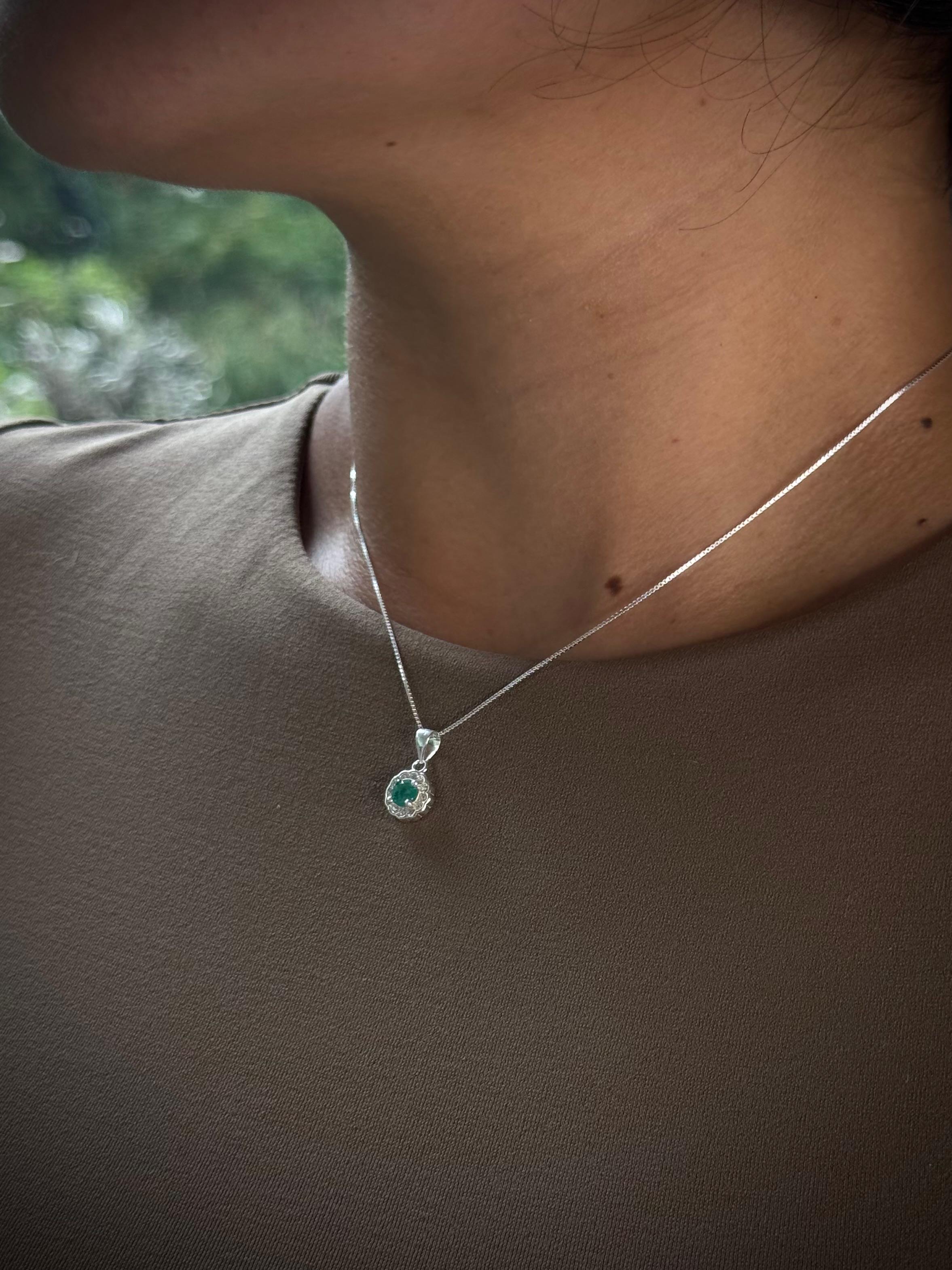 CADENA ROSETA ESMERALDA 2.24gr / 40cm / PLATA (Joya)