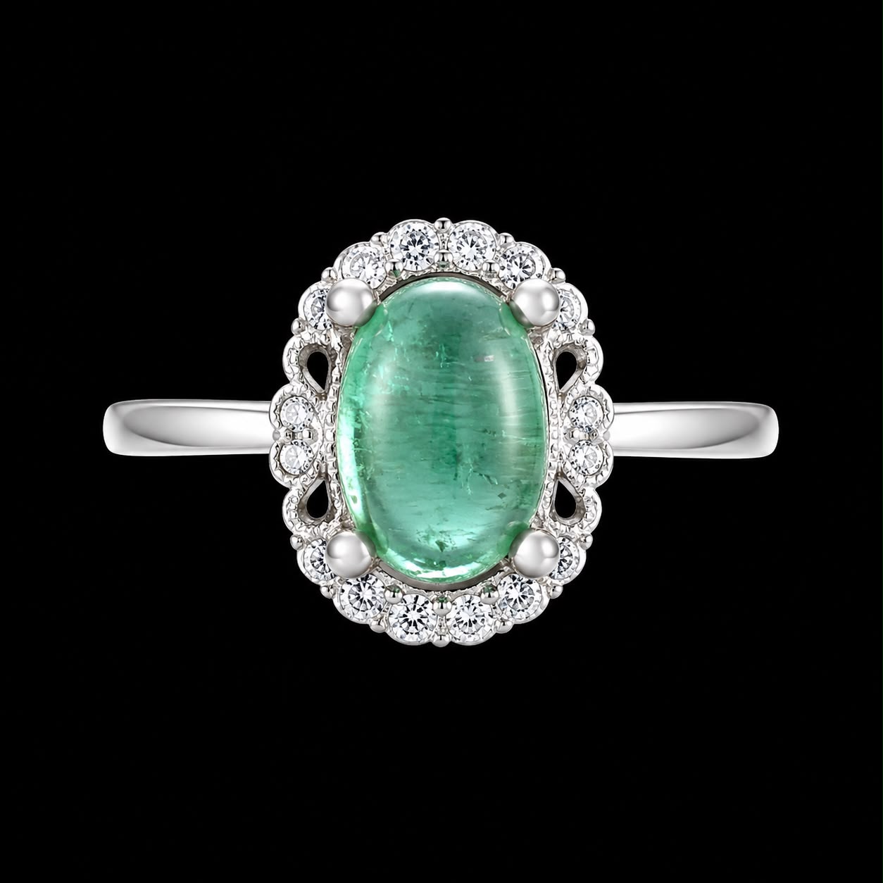 SOLITARIO JULIETA ESMERALDA 1.07gr / TALLA 5 3/4 / PLATA (Joya)