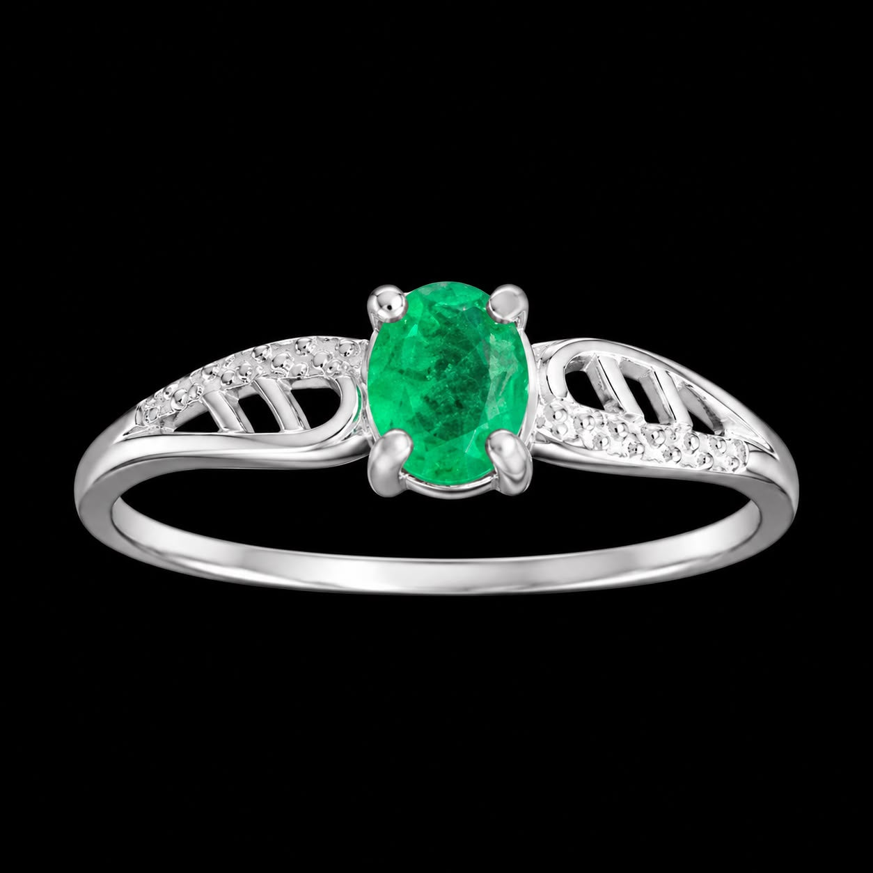SOLITARIO BIANCA ESMERALDA 1.45gr / TALLA 10 / PLATA (Joya)