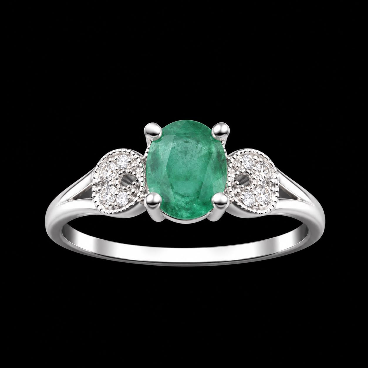 SOLITARIO FRANCESCA ESMERALDA 1.16gr / TALLA 4 3/4 / PLATA (Joya)