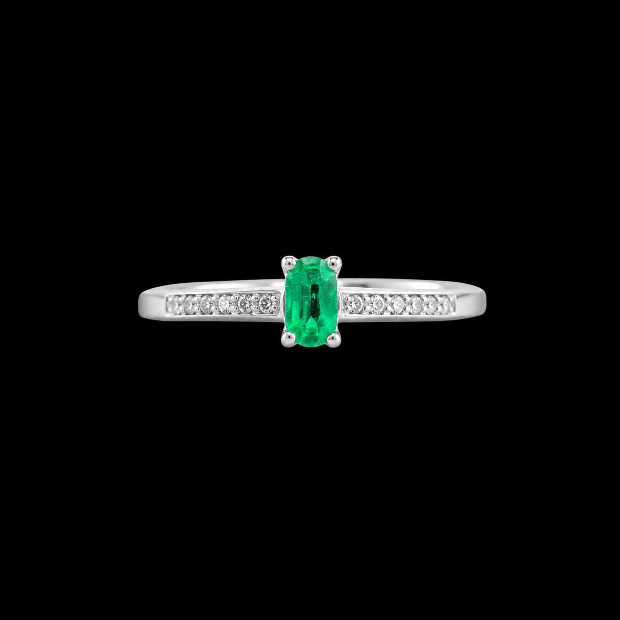 SOLITARIO ELOIDE ESMERALDA 1.03gr / TALLA 6 1/2 / PLATA (Joya)