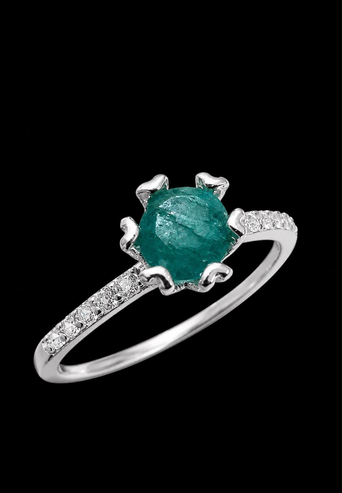 SOLITARIO ZELDA ESMERALDA 0.92gr / TALLA 5 / PLATA (Joya)
