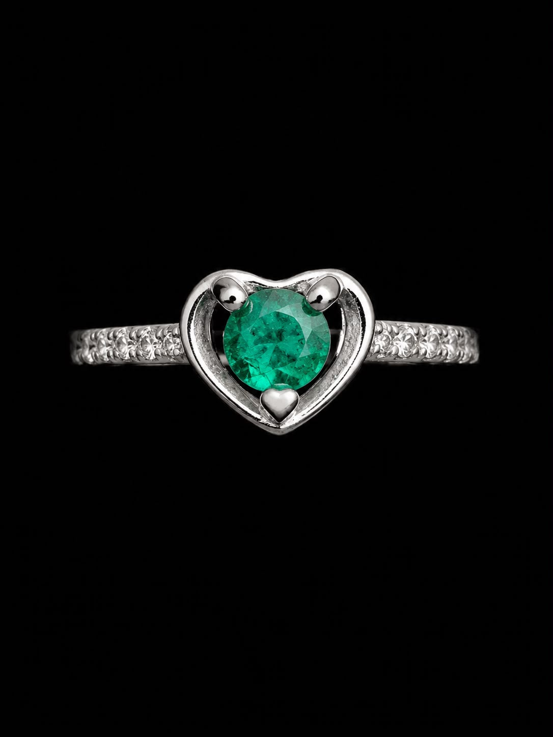 SOLITARIO AMY ESMERALDA 0.98gr / TALLA 4 1/2 / PLATA (Joya)